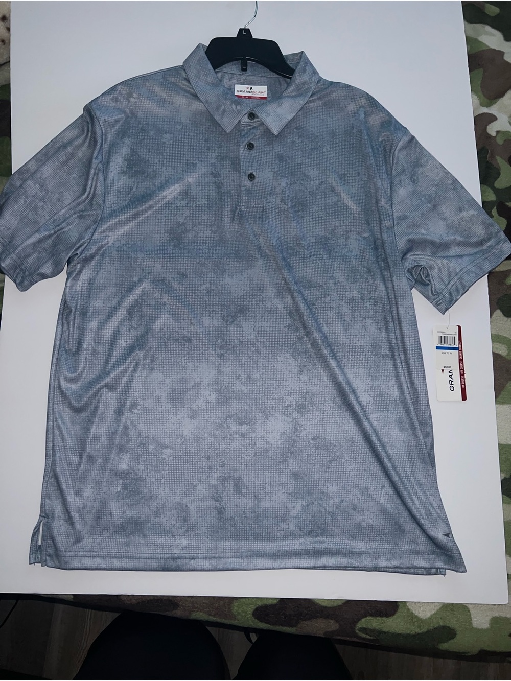 Grand Slam Men's Heathered Light Gray Performance Polo